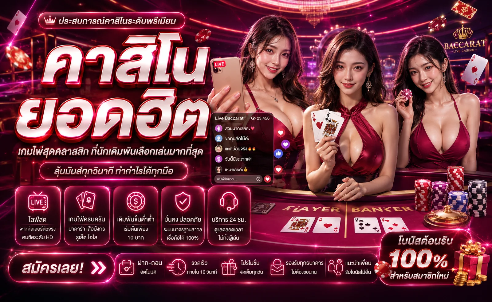 บาคาร่าออนไลน์ เว็บตรง คาสิโนสดฝากถอนออโต้บน SEXYMELIVE